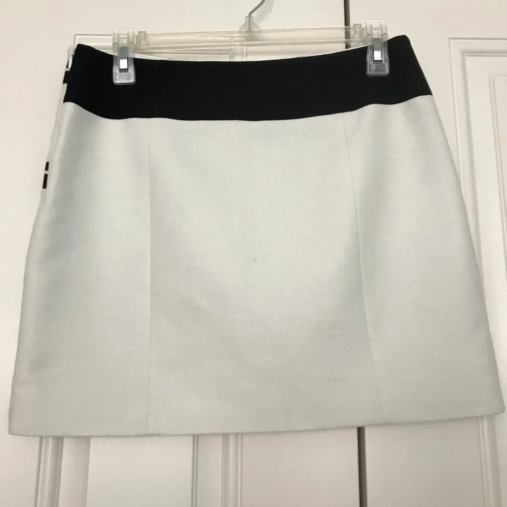 NWOT Tibi cotton white checkered border mini skirt - Picture 5 of 5